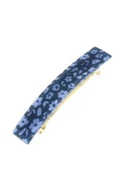 Classic Rectangle Barrette - Midnight Bloom