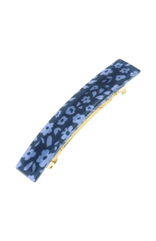 Classic Rectangle Barrette - Midnight Bloom