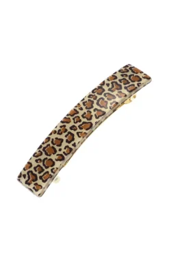Classic Rectangle Barrette - Golden Leopard