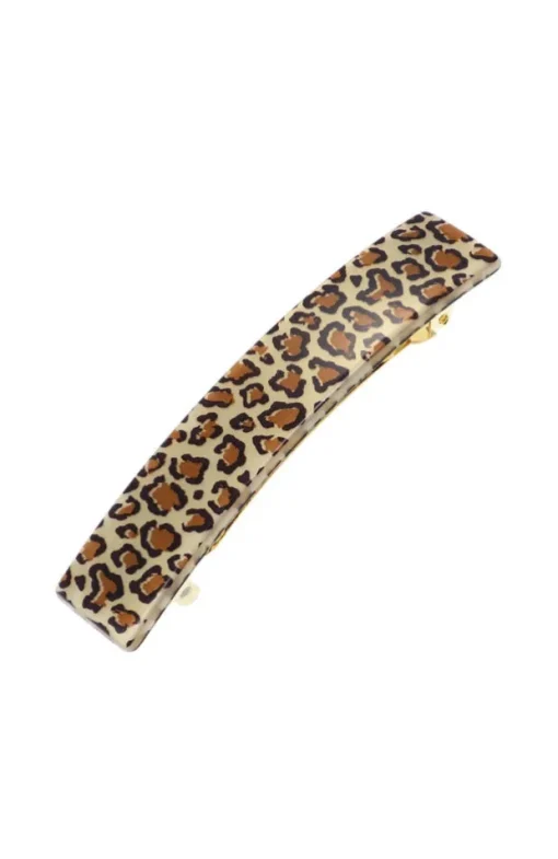 Classic Rectangle Barrette - Golden Leopard