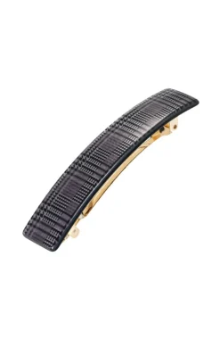 Classic Rectangle Barrette - Plaid Black