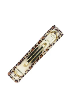 Classic Rectangle Barrette - Golden Leopard