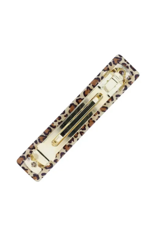 Classic Rectangle Barrette - Golden Leopard