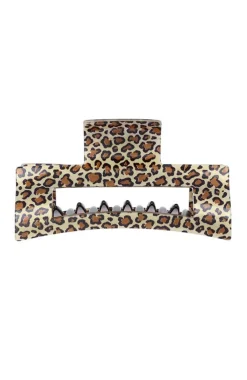 Large Cutout Rectangle Jaw - Golden Leopard