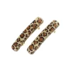 Mini Rectangle Barrette Pair - Golden Leopard