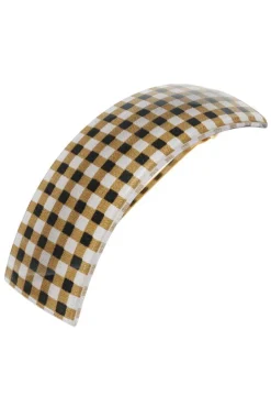 Rectangle Volume Barrette - Whiskey Check