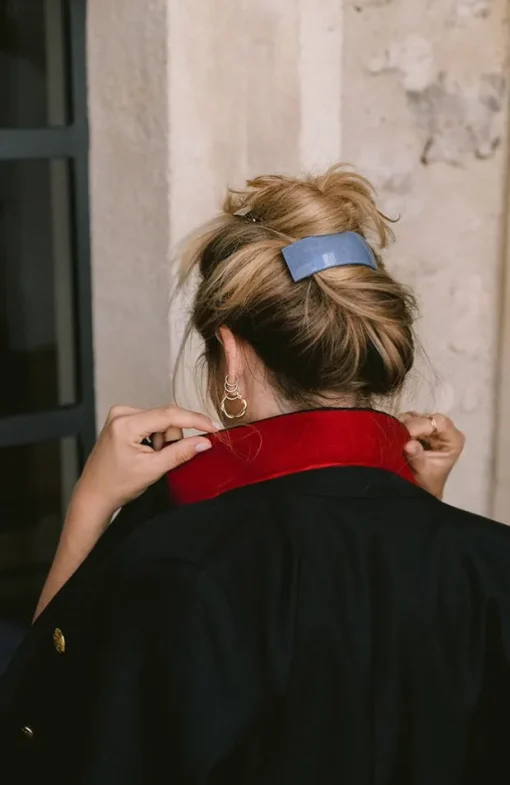 Rectangle Volume Barrette - Denim