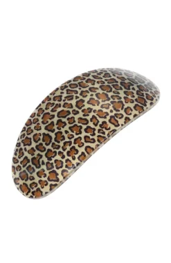 Wide Oval Volume Barrette - Golden Leopard