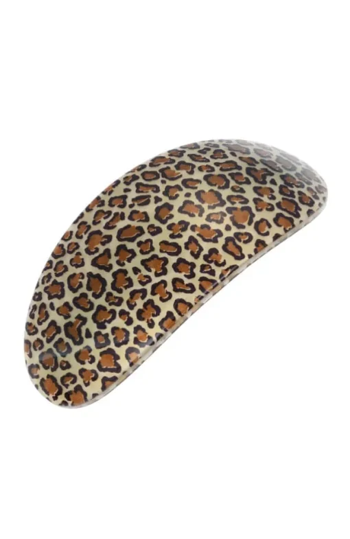 Wide Oval Volume Barrette - Golden Leopard