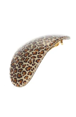 Wide Oval Volume Barrette - Golden Leopard